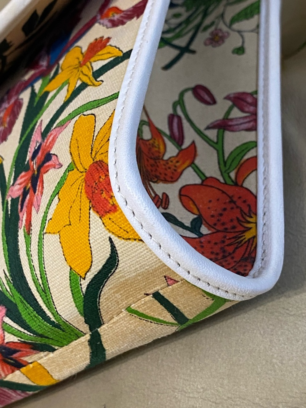 SALE Gucci Large Vintage Flora Shoulder Bag COA Floral Canvas Leather Clutch - Picture 9 of 15